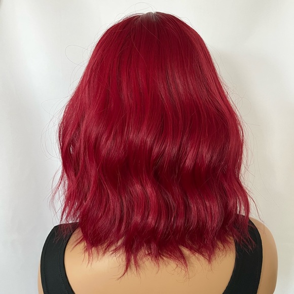 Very Pretty “Put On & Go” Synthetic Cherry Wine Color Wig with Bangs - DailyWea… - Picture 7 of 7